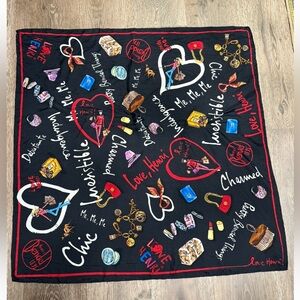 Luxury Henri Bendel New York red & white heart designer silk
 Scarf so SHIK ❤️